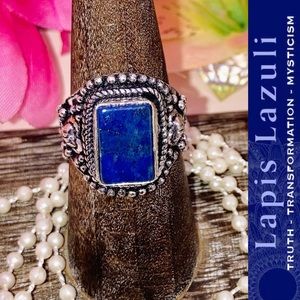 Lapis Lazuli Gemstone Men's Chunky Handmade Ring